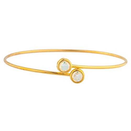 14K ゴールド 天然水銀ミスト ミスティック トパーズ ラウンド ベゼル バングル ブレスレット Elizabeth Jewelry 14Kt Gold Natural Mercury Mist Mystic Topaz Round Bezel Bangle Bracelet