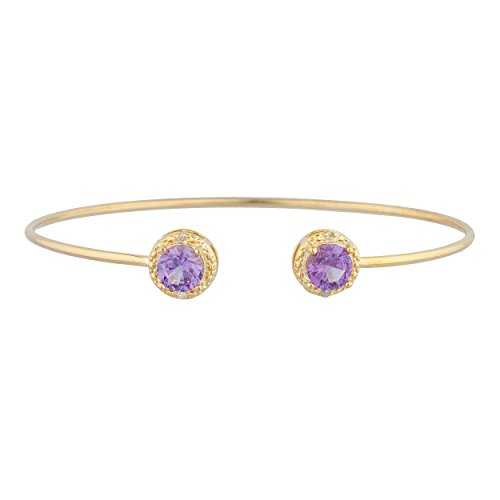 14K ゴールド製アレキサンドライト & ダイヤモンド ラウンド バングル ブレスレット Elizabeth Jewelry 14Kt Gold Created Alexandrite & Diamond Round Bangle Bracelet