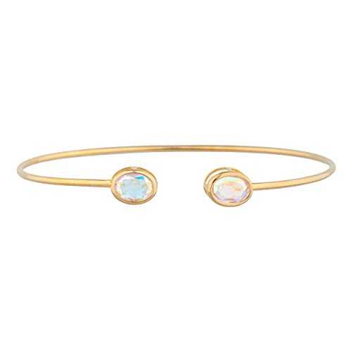14K ゴールド ナチュラル マーキュリー ミスト ミスティック トパーズ オーバル ベゼル バングル ブレスレット Elizabeth Jewelry 14Kt Gold Natural Mercury Mist Mystic Topaz Oval Bezel Bangle Bracelet 59,381円