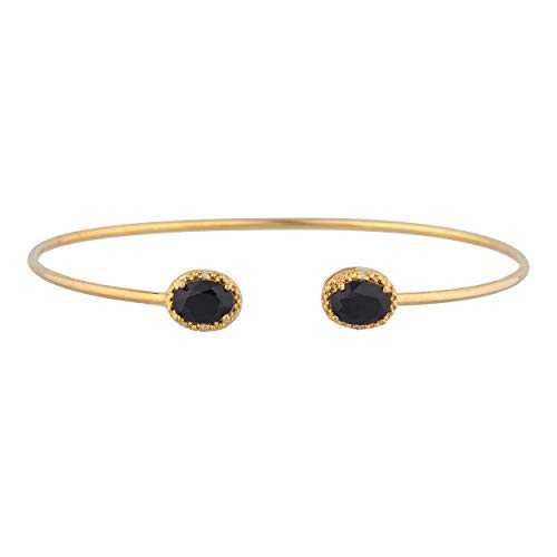 14K ゴールド 本物の黒いこと オニキス \u0026 金剛石 オーバル バングル 腕輪 Elizabeth Jewelry 14Kt Gold Genuine Black Onyx \u0026 Diamond Oval Bangle Bracelet