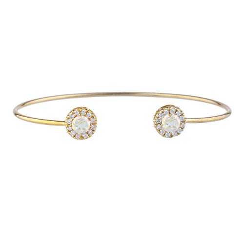 14K ゴールド 天然水銀ミスト ミスティック トパーズ ハロー デザイン バングル ブレスレット Elizabeth Jewelry 14Kt Gold Natural Mercury Mist Mystic Topaz Halo Design Bangle Bracelet
