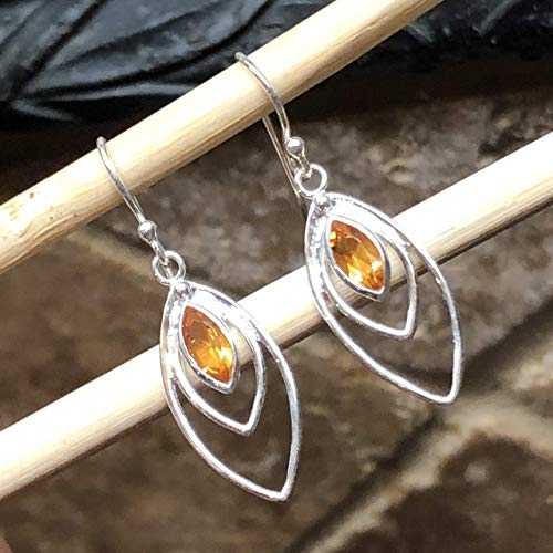 ナチュラル ゴールデン シトリン 925 ソリッド スターリング シルバー イヤリング 35mm Natural Rocks by Kala Natural Golden Citrine 925 Solid Sterling Silver Earrings 35mm