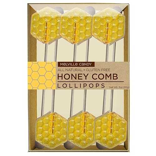 メルヴィル キャンディー オールナチュラル フレーバー ハニー スプーン ギフトセット (ハニカム ロリポップ) Melville Candy All Natural Flavored Honey Spoons Gift Set (Honeycomb Lollipops)