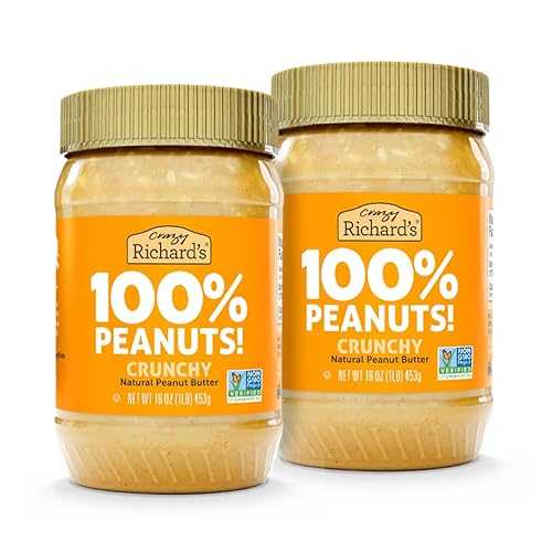 ???? ??? 100% ???? ??? ?? ?? ?? ??? ?? ? ???? ?? (453.59??, 2?) Crazy Richard's 100% All-Natural Crunchy Vegan Peanut Butter with No Added Sugar and Non-GMO (16 Ounce, Pack of 2)