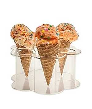 Source One LLC プレミアム アイスクリーム スノー コーン ホルダー 花の形 多穴 アクリル SourceOne Source One LLC Premium Ice Cream Snow Cone Holder Flower Shape Multi Hole Acrylic