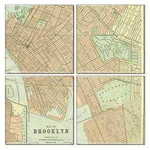 ヴィンテージマップのブルックリンコースター (4個セット) City-Souvenirs Brooklyn Coaster of Vintage Map (Set of 4)