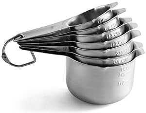 Spring Chef Stainless Steel Measuring Cups Set of 7 with Pour Spout, Metal Kitchen Tools with Easy to Read Markings for Measuring Dry or Liquid Ingredients, Nesting Measuring Cups for Baking & Cooking