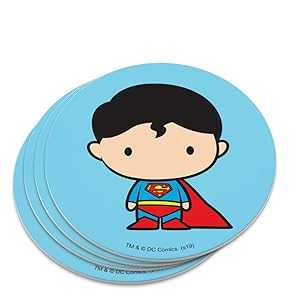 スーパーマン かわいいちびキャラ ノベルティコースターセット GRAPHICS & MORE Superman Cute Chibi Character Novelty Coaster Set