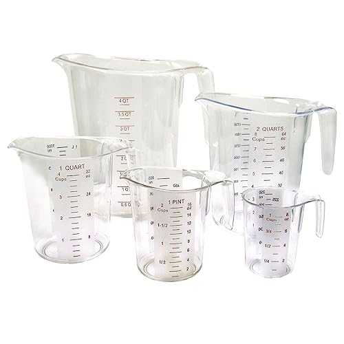 Winco 5-Piece Measuring Cup Set, Polycarbonate, Clear
