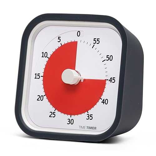 TIME TIMER MOD (Charcoal), A Visual Countdown 60 Minute Timer for Classrooms, Meetings, Kids and Adults Office and Homeschooling Tool with Silent Operation and Interchangeable Silicone Cover画像