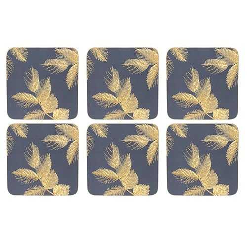 Sara Miller London for Pimpernel エッチング葉コースター 6 個セット ネイビー Sara Miller London for Pimpernel Etched Leaves Coasters Set of 6 Navy