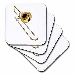 3dRose LLC トロンボーン コースター ソフト 4 個セット 3dRose LLC Trombone Coaster, Soft, Set of 4