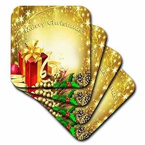 3dRose CST_4571_3 メリークリスマス セラミックタイルコースター 4枚セット 3dRose CST_4571_3 Merry Christmas Ceramic Tile Coasters, Set of 4