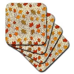 3dRose cst_27908_2 Fall Leaves-Soft Coasters, Set of 8