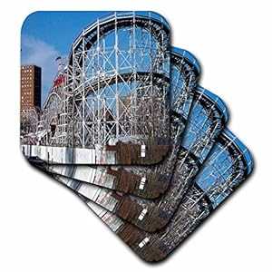 3dRose LLC コニーアイランド ローラーコースター セラミックタイルコースター 8個セット 3dRose LLC Coney Island Roller Coaster Ceramic Tile Coaster, Set of 8