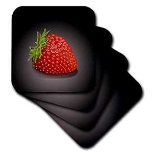 3dRose CST_101609_3 ワンパーフェクトストロベリーセラミックタイルコースター、4枚セット 3dRose CST_101609_3 One Perfect Strawberry-Ceramic Tile Coasters, Set of 4