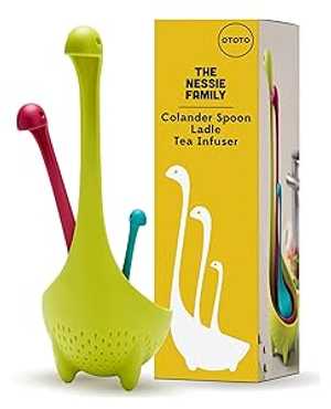 The Nessie Family by OTOTO - Pack of 3 Tea Infuser, Soup Ladle, and Colander - Cute Kitchen Accessories, Cooking Gifts, Funny Kitchen Gadgets, Kitchen Gifts