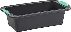 Trudeau Structure Silicone Bakeware, 8.5 x 4.5 Loaf Pan, Mint/Black｜Glomarket