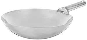 Winco 溶接ジョイントハンドル付きステンレススチール中華鍋、16 インチ Winco Stainless Steel Wok with Welded Joint Handle, 16-Inch