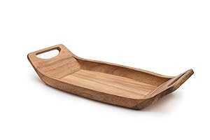 Ironwood グルメ ノルウェージャン サドル サービングトレイ、9 x 18 x 3 インチ、ブラウン Ironwood Gourmet Norwegian Saddle Serving Tray, 9 x 18 x 3 inches, Brown