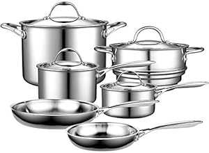 Cooks 標準多層クラッドステンレススチール調理器具セット 10 点 Cooks Standard 10-Piece Multi-Ply Clad Stainless Steel Cookware Set 40,162円