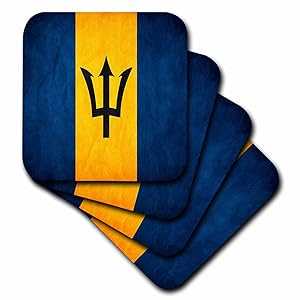 3dRose CST_28225_3 バルバドス国旗セラミックタイルコースター、4 個セット 3dRose CST_28225_3 Barbados Flag-Ceramic Tile Coasters, Set of 4