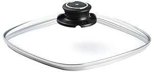 Swiss Diamond Square Heat Tempered Glass Lid, 8 by 8-Inch Dishwasher and Oven Safe with Adjustable Steam Vent｜Glomarket