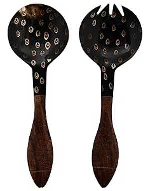 Purpledip Dining \u0026 Serving Spoon Set: Wood \u0026 Acrylic (10033)