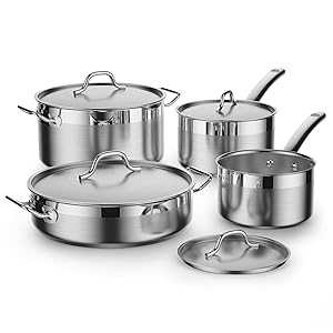 Cooks Standard Kitchen Cookware Sets Stainless Steel, Professional Pots and Pans Include Saucepan, Saut&eacute; Pan, Stockpot with Lids, 8-Piece, Silver Cooks Standard Kitchen Cookware Sets Stainless Steel, Professional Pots a｜Glomarket