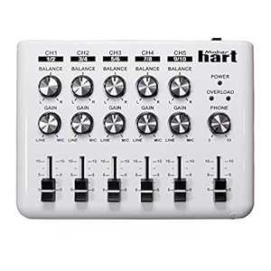Maker Hart LOOP MIXER - 5 チャンネル、5 x 1/8 インチ ステレオおよび 1/4 インチ モノラル - ステレオ DM2S アダプター付きポータブル オーディオ ミキサー Maker Hart LOOP MIXER - Portable Audio Mixer with 5 Channels, 5 x 1/8\