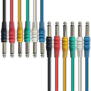 AxcessAbles 1/4 (6.35mm) TS to 1/4 (6.35mm) TS Unbalanced Mono Multi-Color Patch Cables 6 Pack (3ft) Outboard Gear & Patchbay Studio Cables External Effects Digital Analog Effects AXA AXCESSABLES AxcessAbles 1/4 (6.3