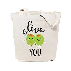 The Cotton & Canvas Co. Olive You 再利用可能な食料品バッグとファーマーズ マーケット トート バッグ The Cotton & Canvas Co. Olive You Reusable Grocery Bag and Farmers Market Tote Bag