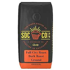 サンディエゴコーヒー フルシティロースト、ダークロースト、粉砕、16オンスバッグ San Diego Coffee Full City Roast, Dark Roast, Ground, 16-Ounce Bag