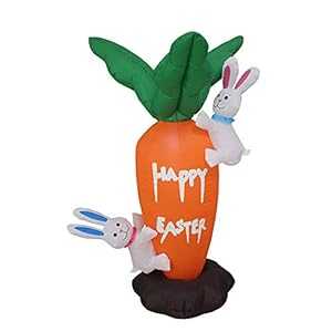 イースター Impact Canopy Inflatable Outdoor Easter Decoration, Easter Bunnies with Giant Carrot, 4 Feet Tall