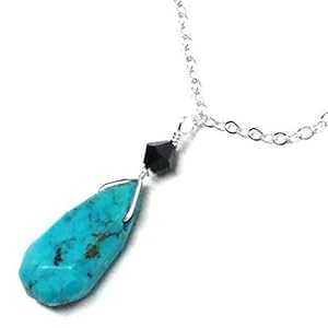 ターコイズ ベベル フラット ティアドロップ 華奢 チェーン ネックレス スターリング シルバー 18 インチ Meredithbead Turquoise Beveled Flat Teardrop Dainty Chain Necklace Sterling Silver 18 Inches 6,337円