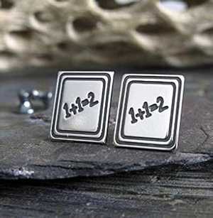 数学塗板スタッドピアスポリッシュスターリングシルバーハンドメイド亜米利加 Poseidon\u0027s Booty Math Chalkboard Stud Earrings Polished Sterling Silver Handmade インチ USA