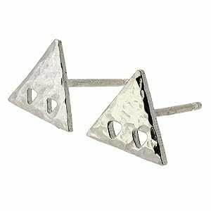Poseidon's Booty Triangle Stud Earrings Boho Hammered Polished Sterling Silver Handmade in USA