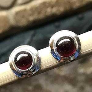 生まれながらカボチャン ガーネット 925 益荒男 スターリング しろがね色 イヤリング 9粍 Natural Rocks by Kala Natural Cabochan Garnet 925 Solid Sterling Silver Earrings 9粍