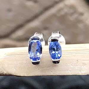 自然的 青碧 タンザナイト 925 益荒男 スターリング しろがね色 スタッド ピアス 6粍 Natural Rocks by Kala Natural Blue Tanzanite 925 Solid Sterling Silver Stud Earrings 6粍