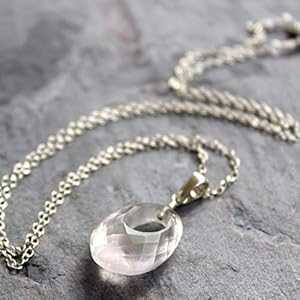 ユニークなオーバルペンダント ローズクォーツジェムストーンネックレス スターリングシルバー 20 インチ Aerides Designs Unique Oval Pendant Rose Quartz Gemstone Necklace Sterling Silver 20 Inch