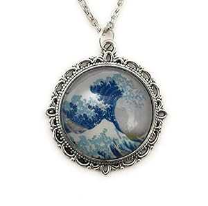 神奈川沖浪裏ネックレス レディース - ハンドメイド Fern & Filigree The Great Wave Off Kanagawa Necklace for Women - Handmade