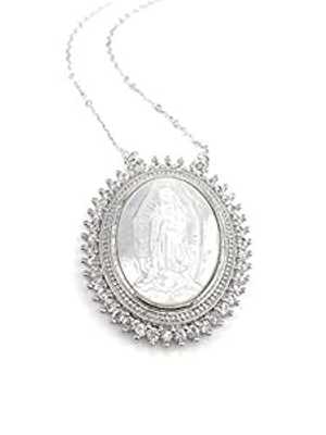 グアダルーペの聖母 マザーオブパール ペンダント シルバー ネックレス Sifrimania Our Lady of Guadalupe Mother of Pearl Pendant Silver Necklace