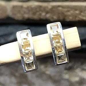 自然的 2コンピュータ断層撮影法 ゴールデン シトリン 925 益荒男 スターリング しろがね色 イヤリング 12粍 Natural Rocks by Kala Natural 2コンピュータ断層撮影法 Golden Citrine 925 Solid Sterling Silver Earrings 12粍 その他-ジュエリー・アクセサリー