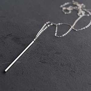 長い垂直バーペンダント スターリングシルバー ネックレス ジュエリー ギフト 女性用 32 インチ Designed by Stacey Jewelry, LLC Long Vertical Bar Pendant Sterling Silver Necklace Jewelry Gift for Women 32 inches