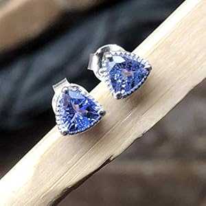 自然的 青碧 タンザナイト 925 益荒男 スターリング しろがね色 スタッド ピアス 4粍 Natural Rocks by Kala Natural Blue Tanzanite 925 Solid Sterling Silver Stud Earrings 4粍