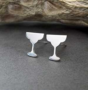 マルガリータ ガラス スタッド ピアス ポリッシュ スターリング シルバー ハンドメイド 米国製 Poseidon's Booty Margarita Glass Stud Earrings Polished Sterling Silver Handmade in USA