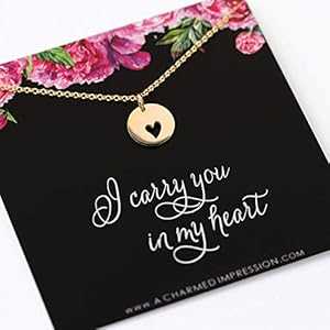 I Carry Your Heart with Me ネックレス • 女性へのギフト • 14K ゴールド • ラブ チャーム ジュエリー • 養子縁組 • 追悼 • 愛する人の喪失の悲しみ • 遠距離カップル • 妻、ガールフレンドへの就職祝い A Charmed Impression I Carr|Glomarket