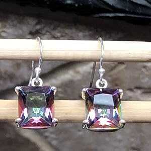 ゴージャスな 4ct ミスティック トパーズ 925 ソリッド スターリング シルバー イヤリング 25mm Natural Rocks by Kala Gorgeous 4ct Mystic Topaz 925 Solid Sterling Silver Earrings 25mm 24,288円