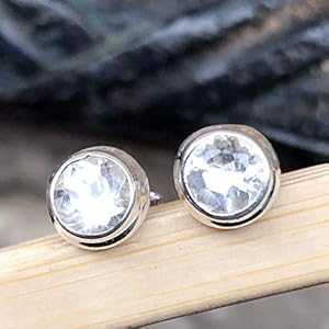 本物の白いこと 石英 925 益荒男 スターリング しろがね色 イヤリング 5粍 Natural Rocks by Kala Genuine White Quartz 925 Solid Sterling Silver earrings 5粍
