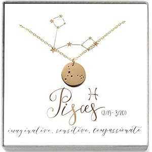 魚座星座 14K ゴールドフィルド ブロンズ 占星術 星座 ホロスコープ ネックレス - 彼女へのギフト LoveItPersonalized Pisces Zodiac Sign 14K Gold Filled Bronze Astrology Constellation Horoscope Necklace - Gift for Her